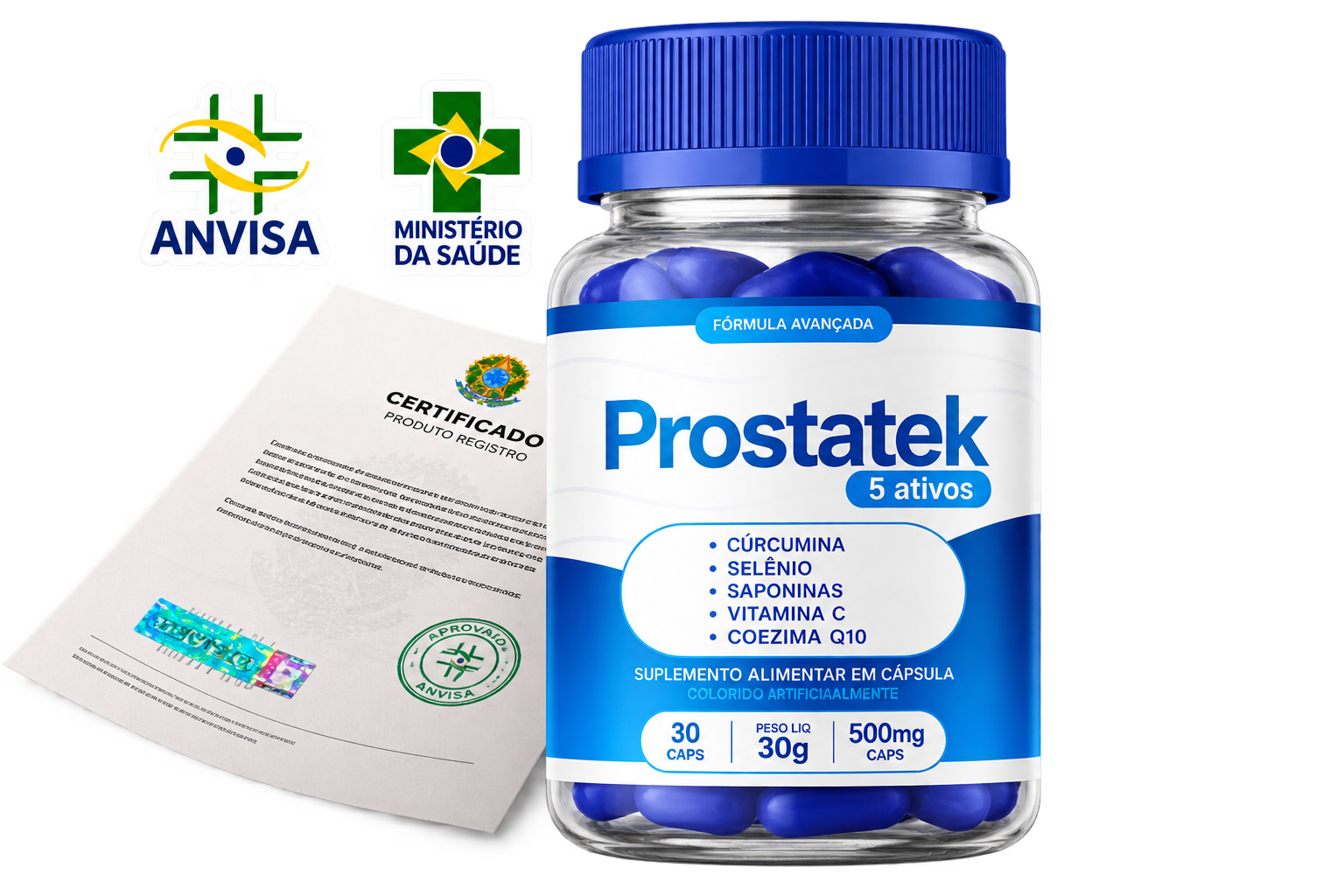 ProstaTek suplemento em cápsulas — frasco com 30 cápsulas