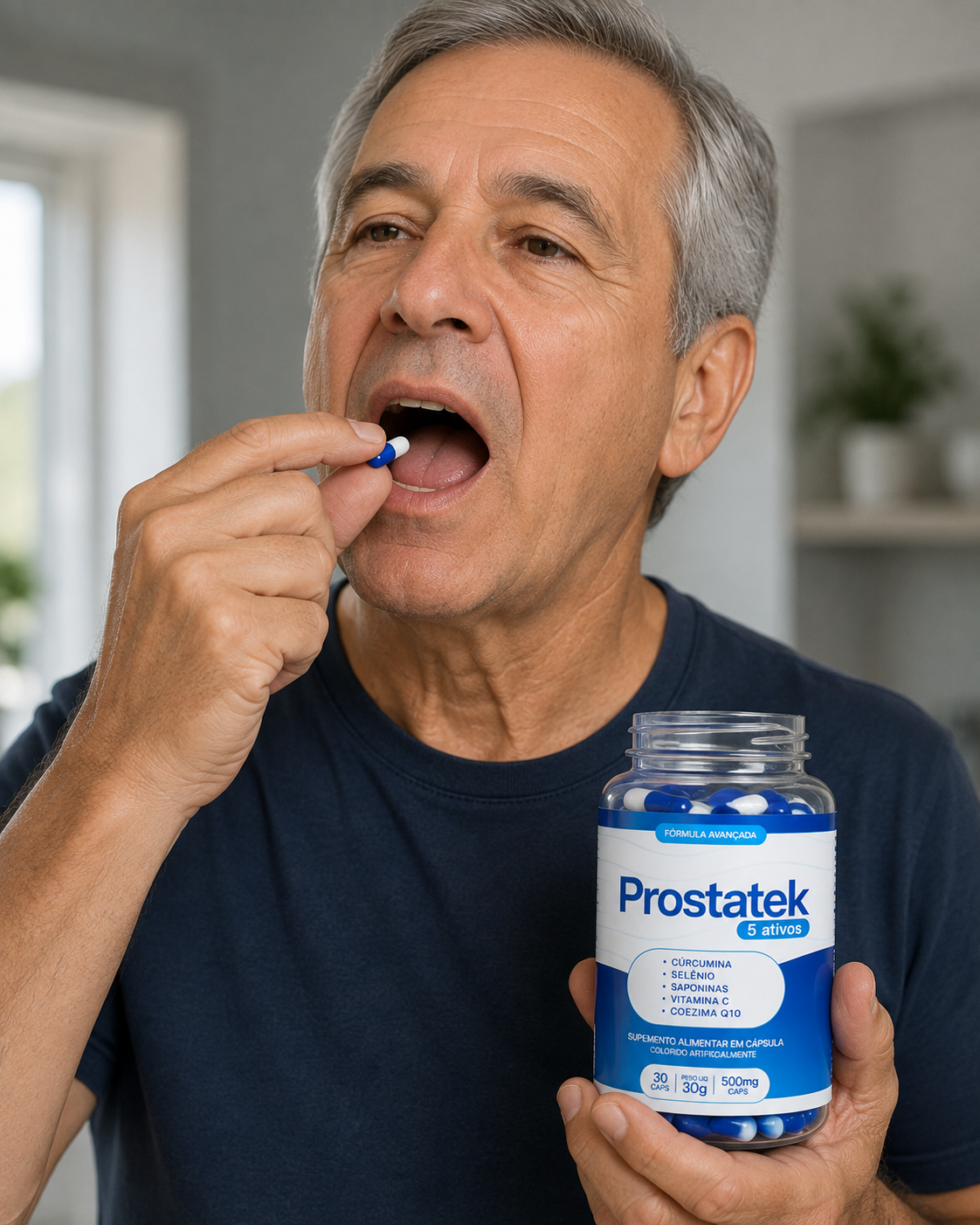 Modo de uso do ProstaTek cápsulas: 1 cápsula ao dia após o café da manhã