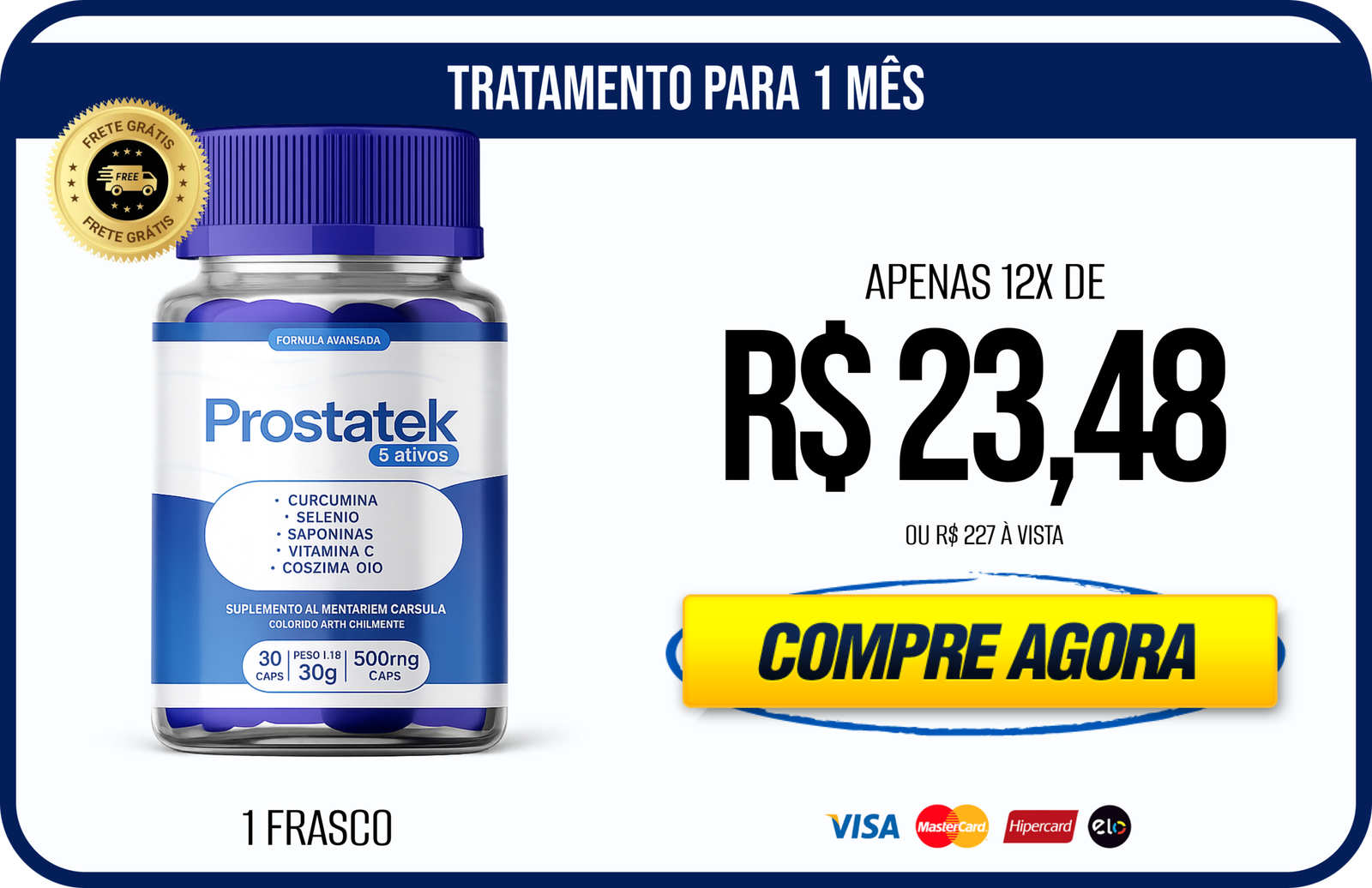 Frasco único de ProstaTek cápsulas