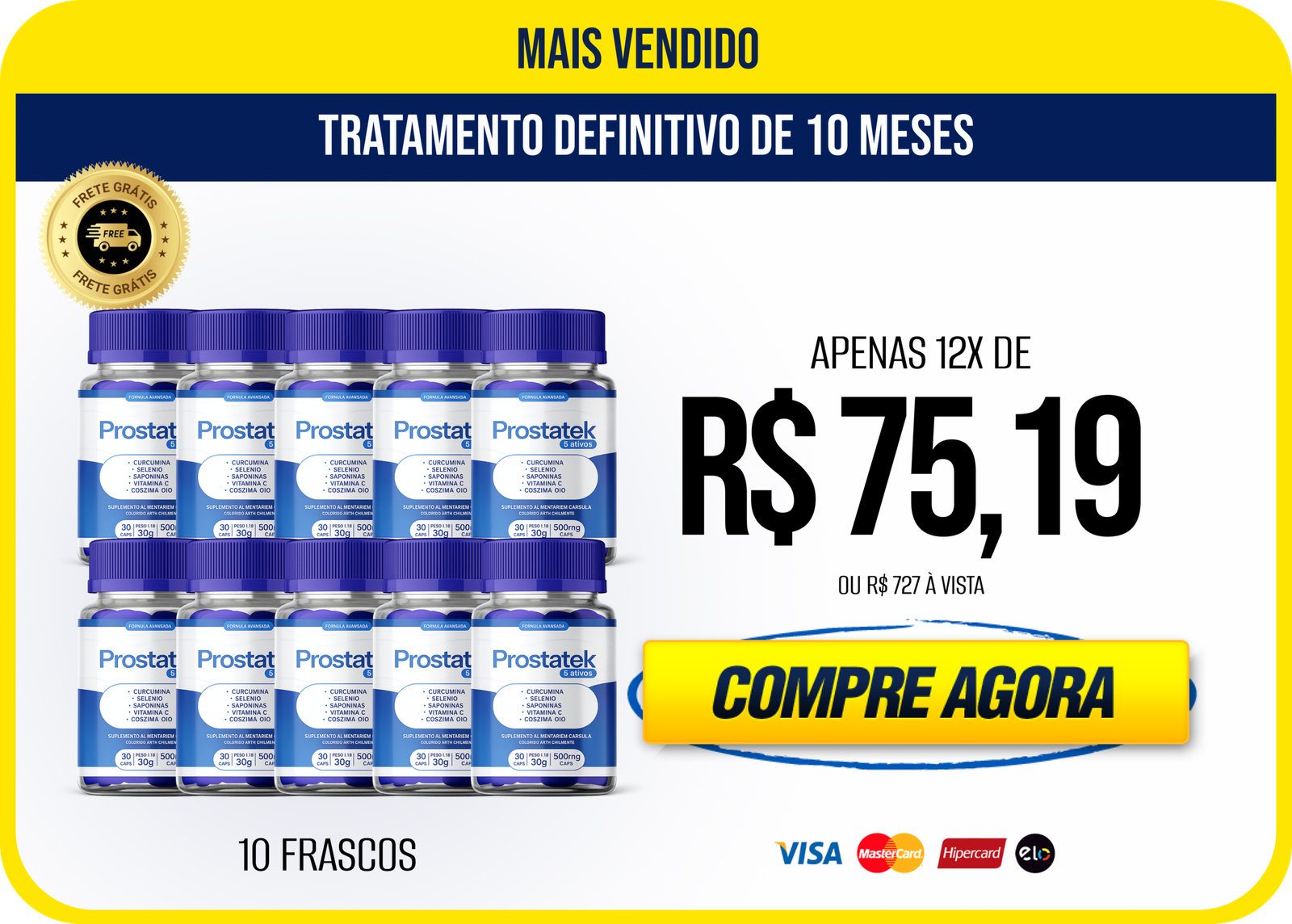 Kit com 10 frascos de ProstaTek cápsulas