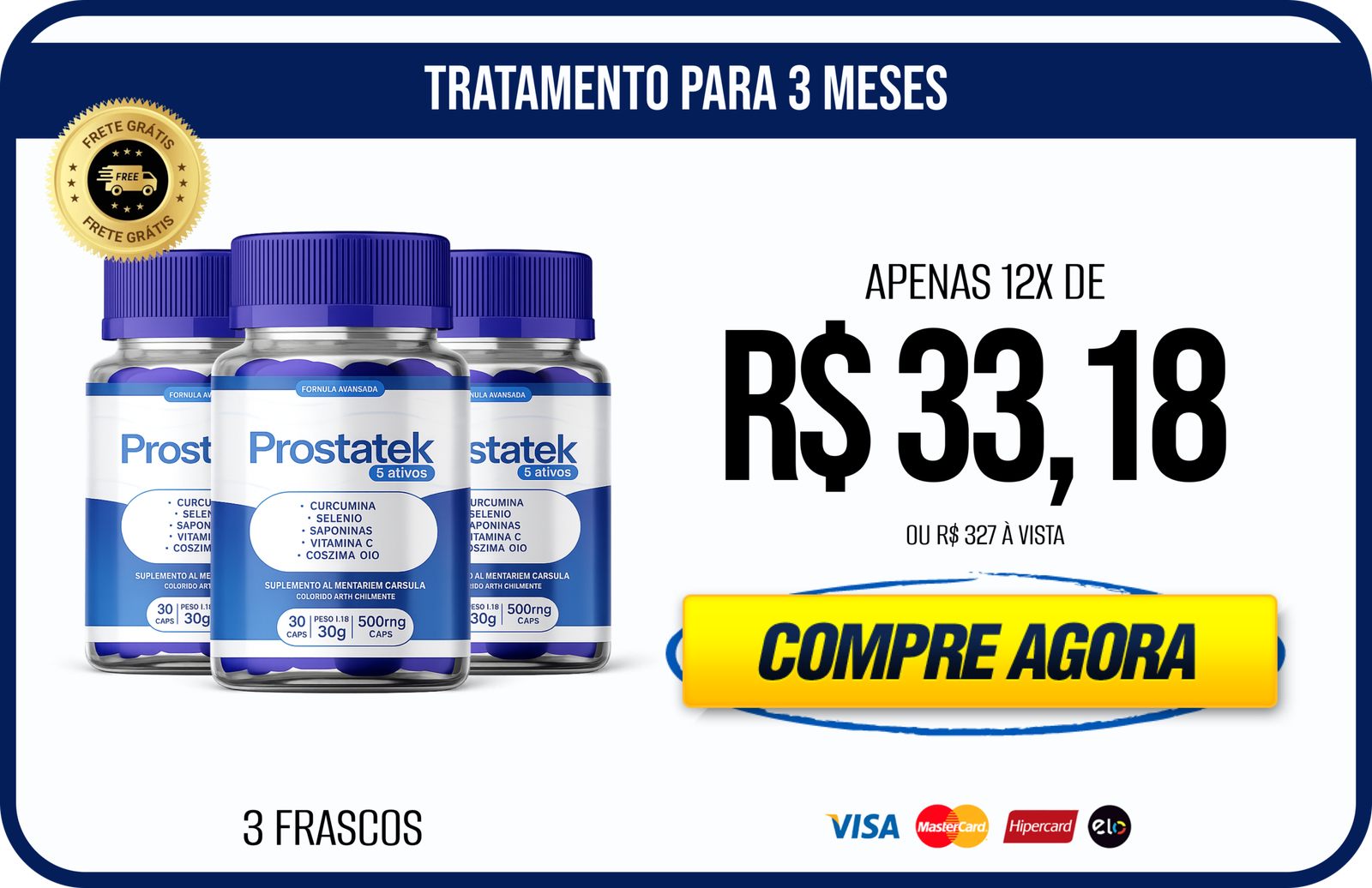 Kit com 3 frascos de ProstaTek cápsulas